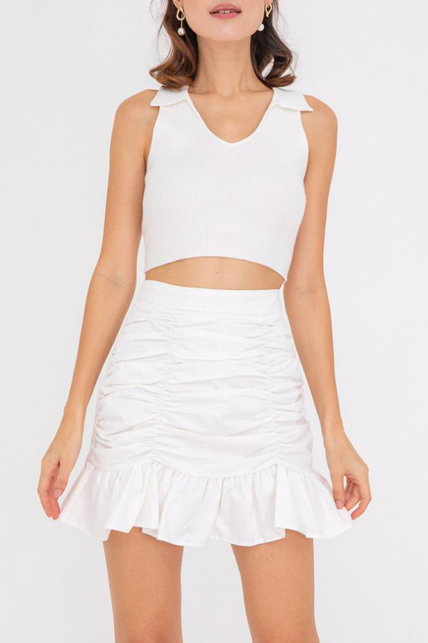 White Ruffle Mini Skirt
