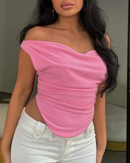 Pink Draped Crop Top
