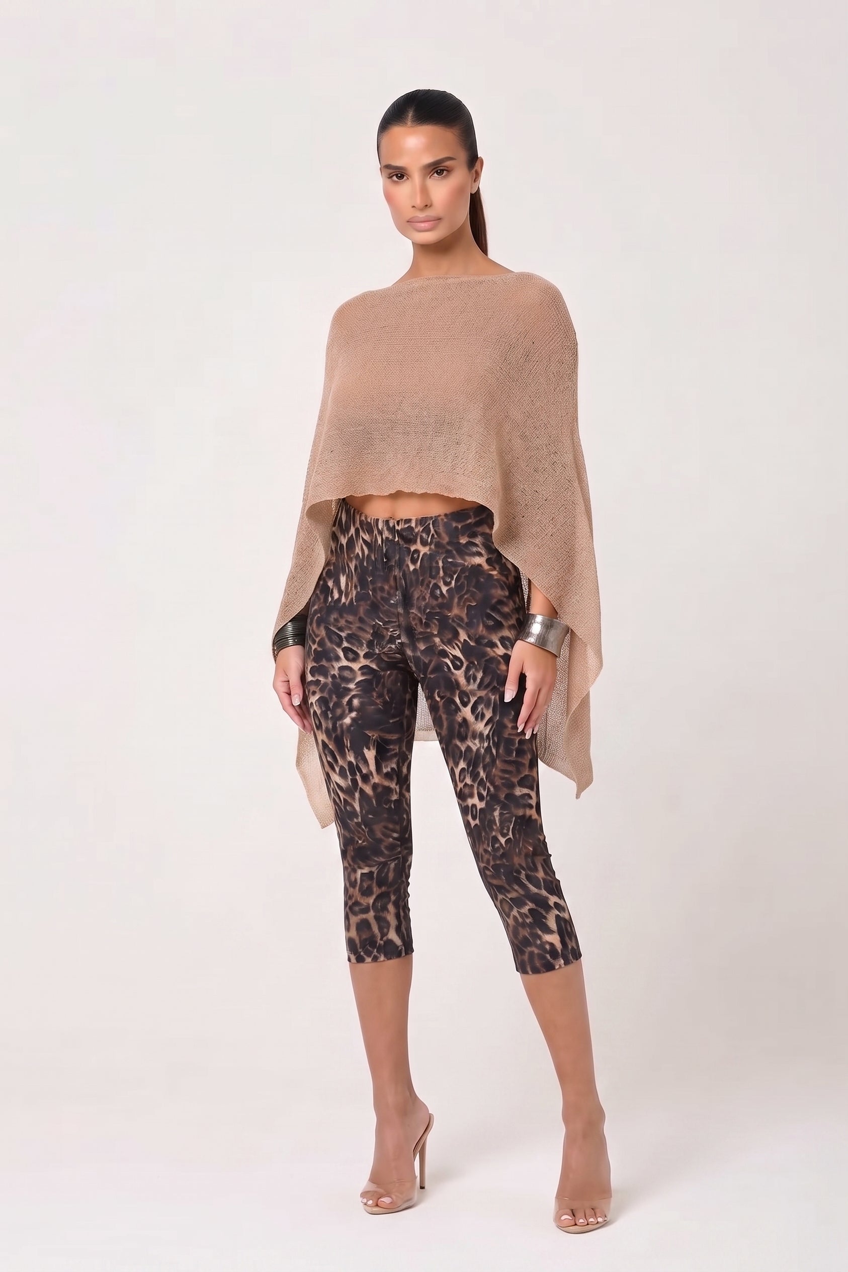 Camel Brown Cape Top