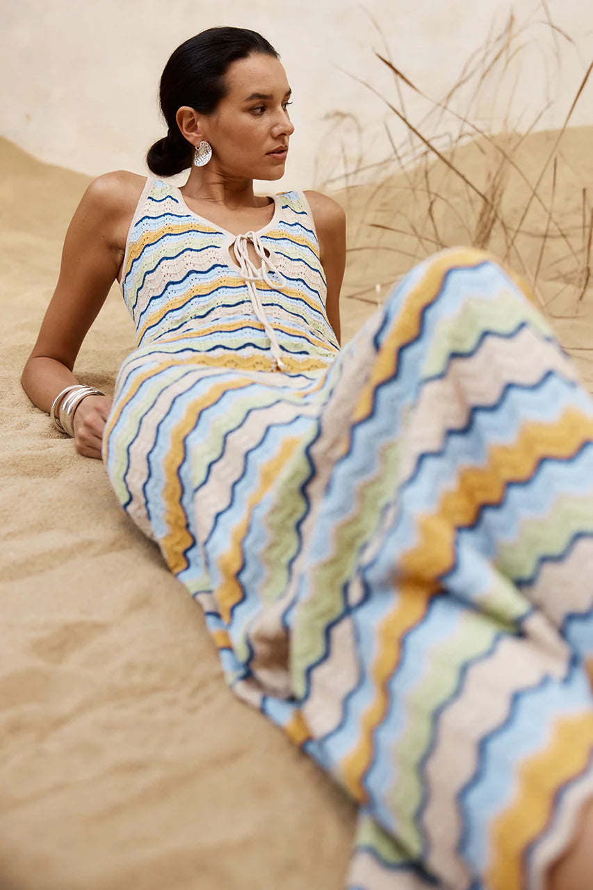 RUNAWAY THE LABEL ISABO MAXI DRESS - BLUE MULTI