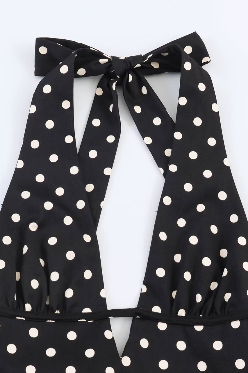 Black Polka Dot Skater Mini Dress