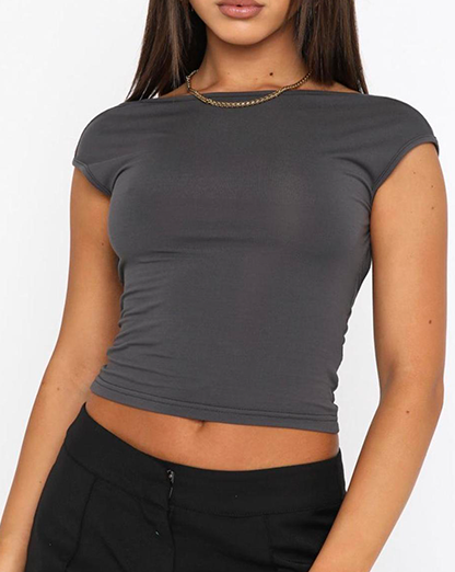 Grey Open Back Crop Top