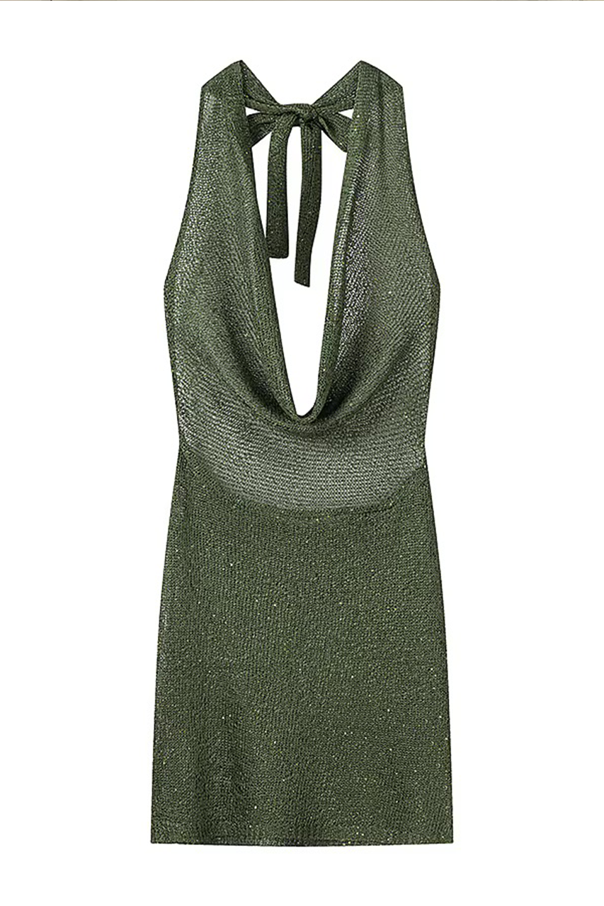 Green Knit Mini Dress