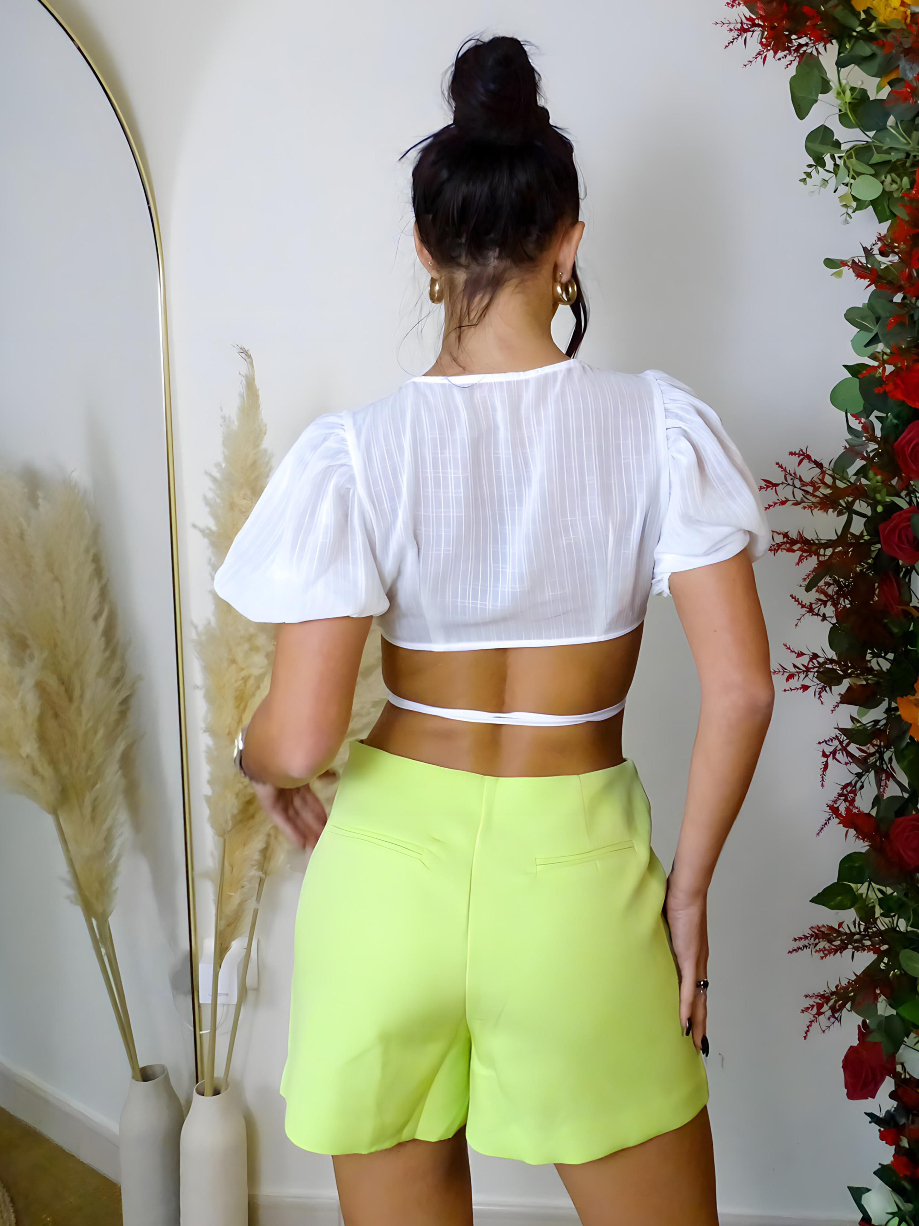 White Wrap Front Crop Blouse