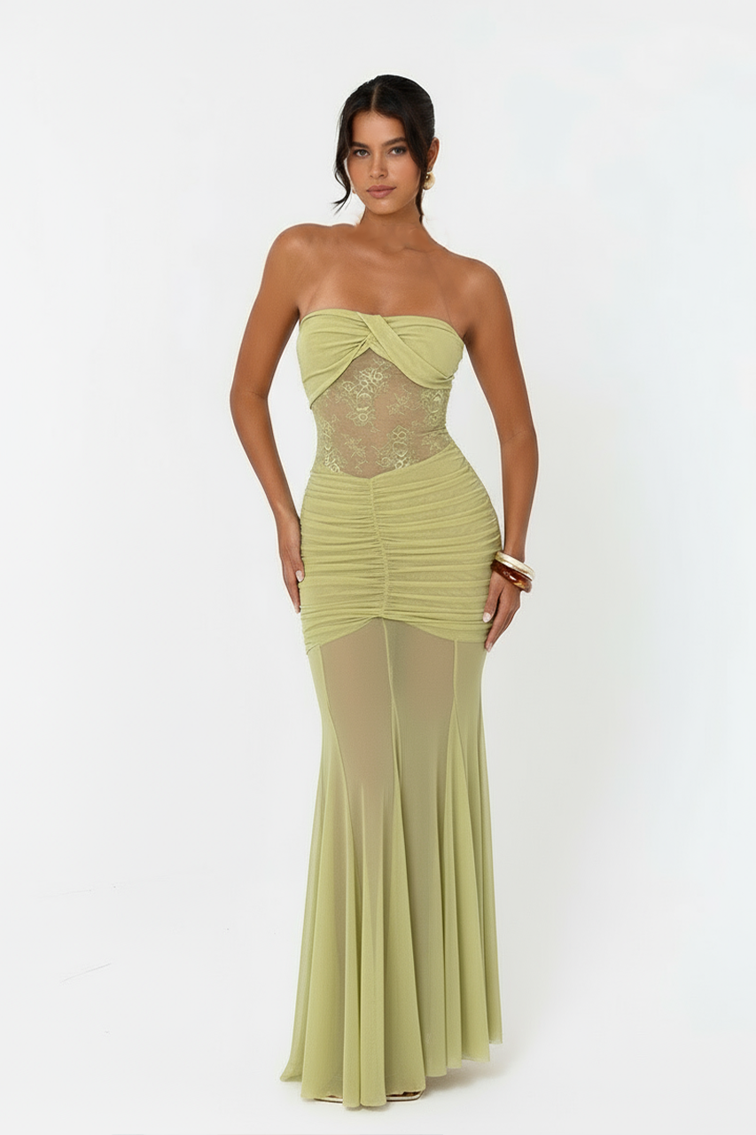 Lime Green Lace Maxi Dress