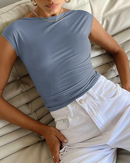 Powder Blue Open Back Crop Top