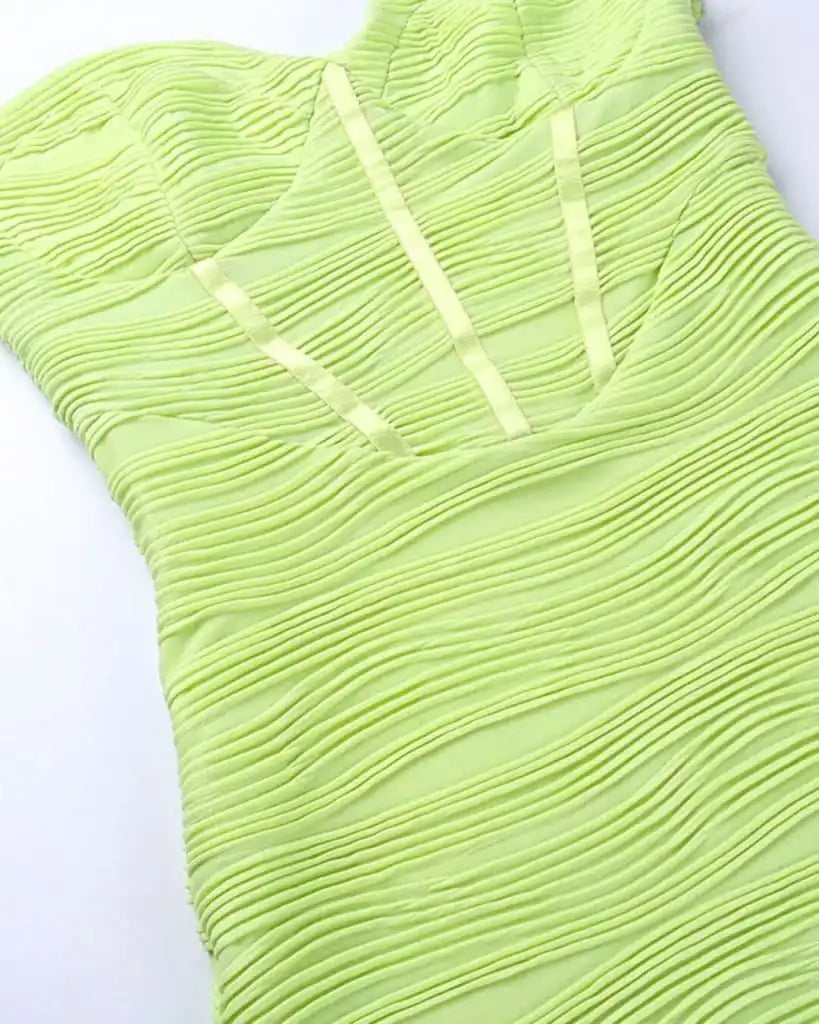 Green Textured Corset Bandeau Bodycon Mini Dress