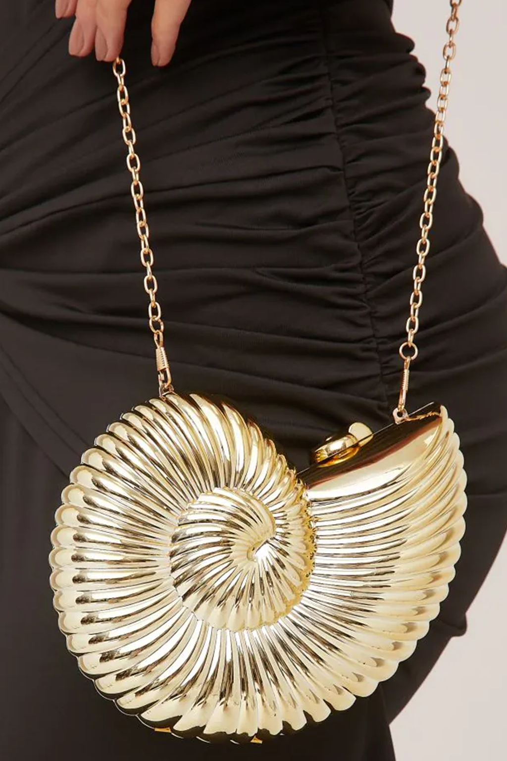 Gold Shell clutch Bag with Chain