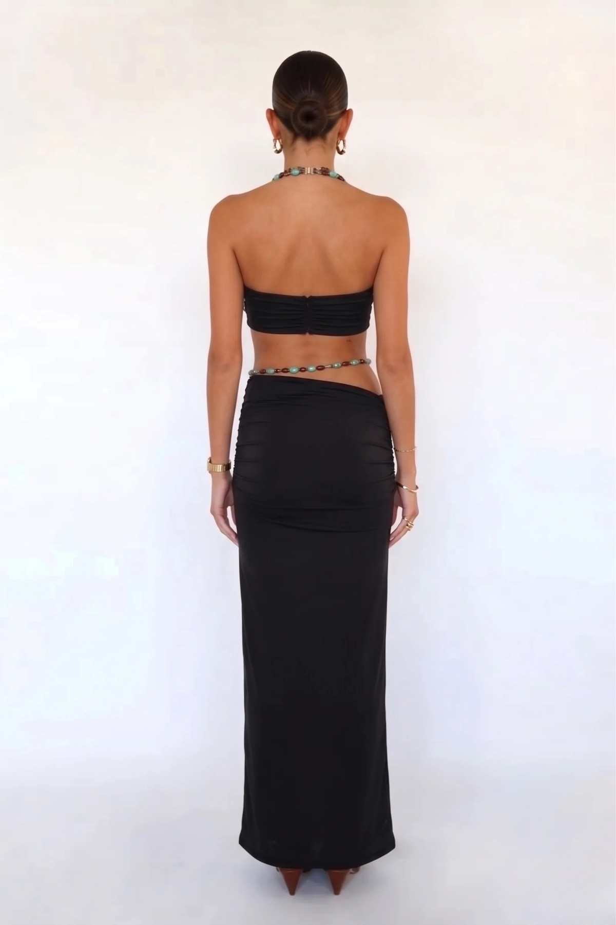 Black Beaded Bralette & Maxi Skirt Coord