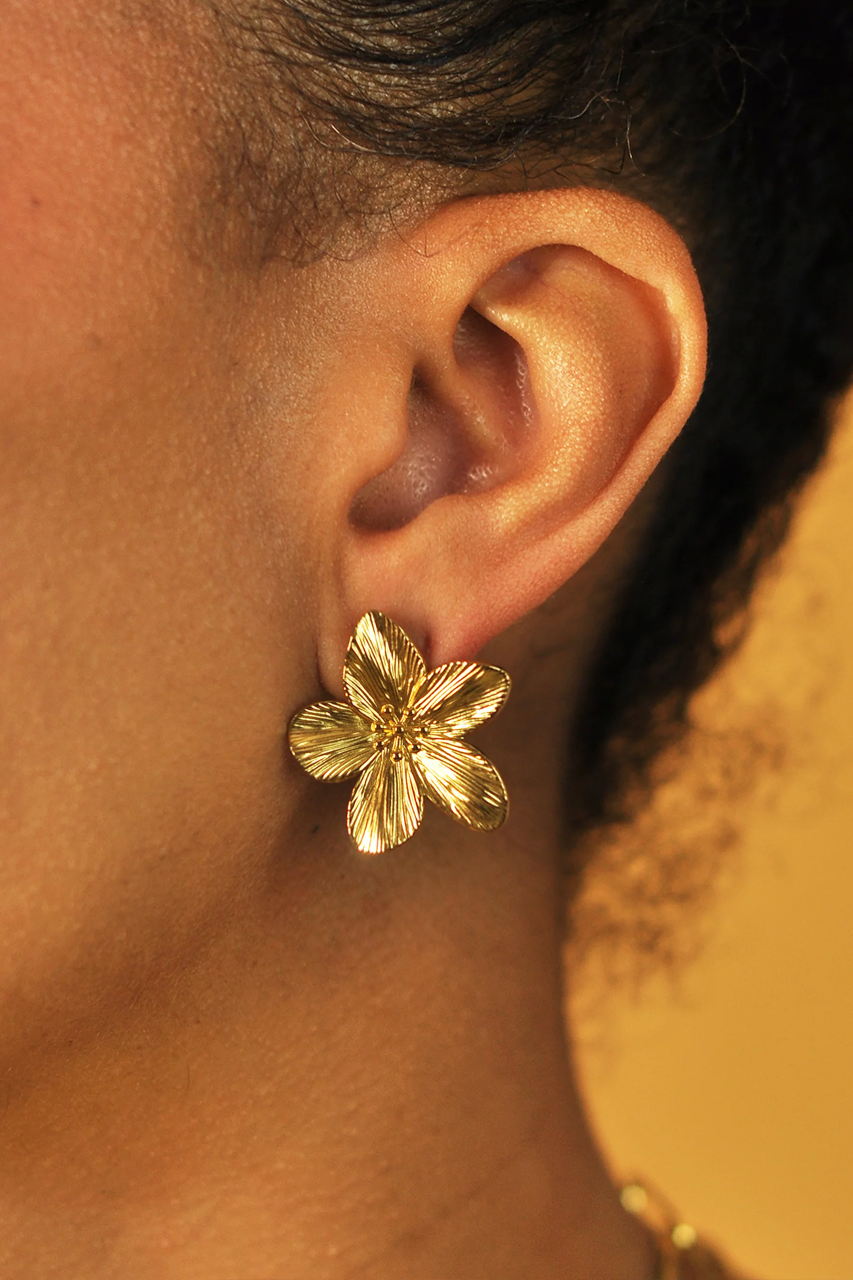 14K Gold Plated Flower Earrings - SMALL