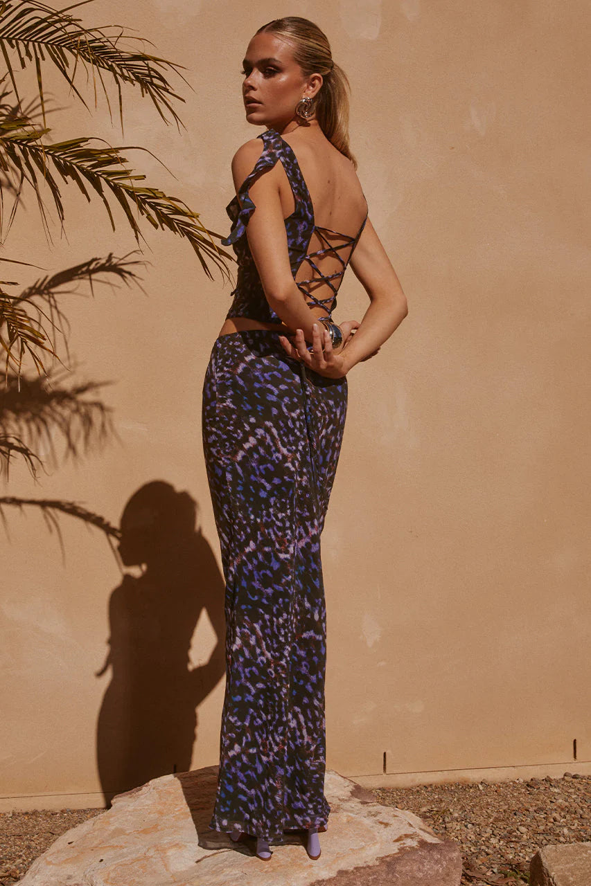 RUNAWAY THE LABEL OXANA TOP & MAXI SKIRT COORD - IRIS OXANA