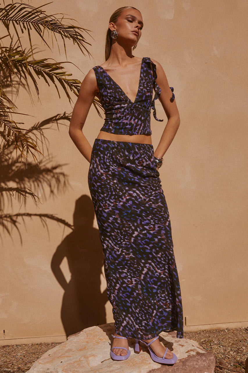 RUNAWAY THE LABEL OXANA TOP & MAXI SKIRT COORD - IRIS OXANA