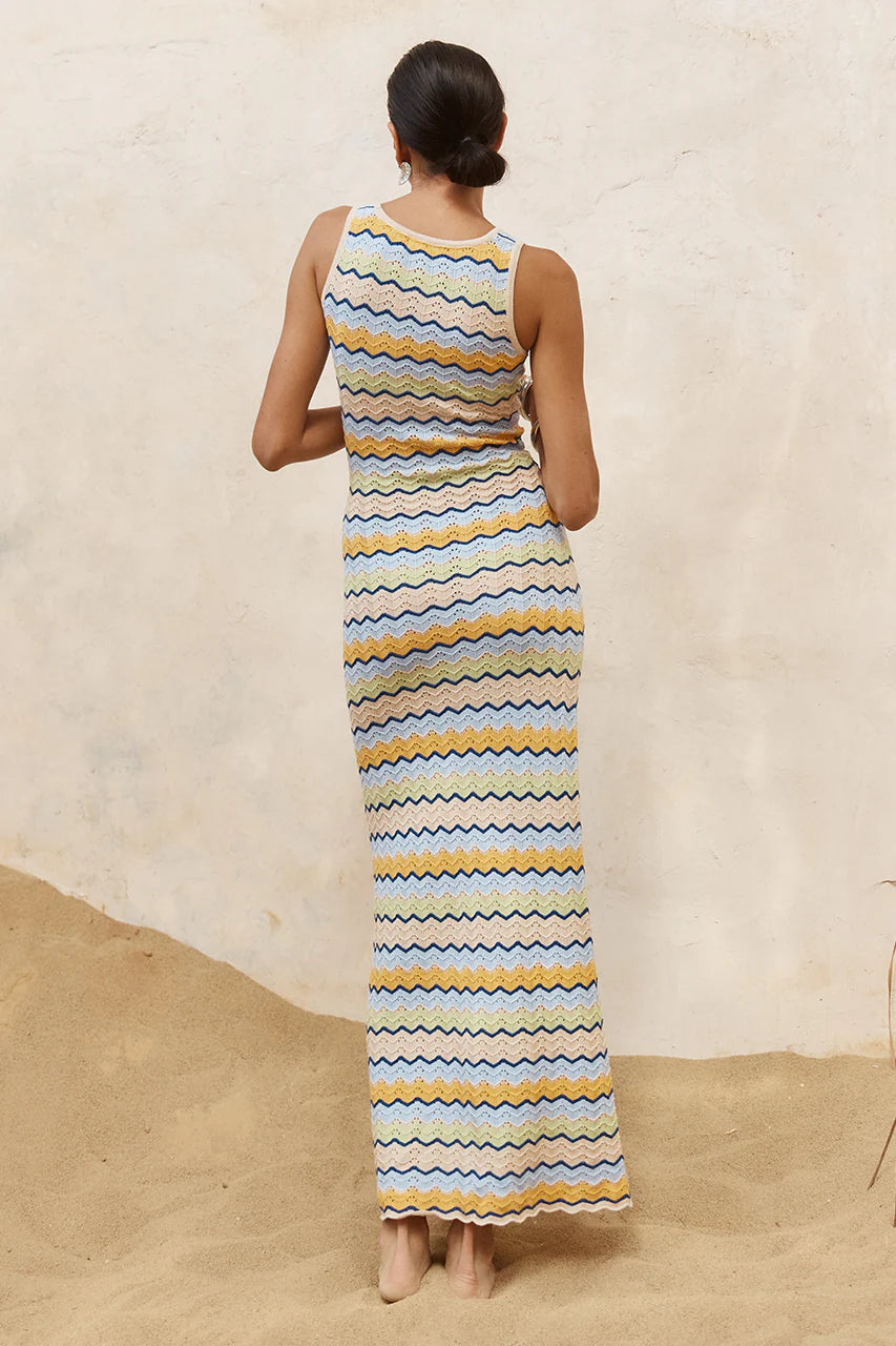 RUNAWAY THE LABEL ISABO MAXI DRESS - BLUE MULTI