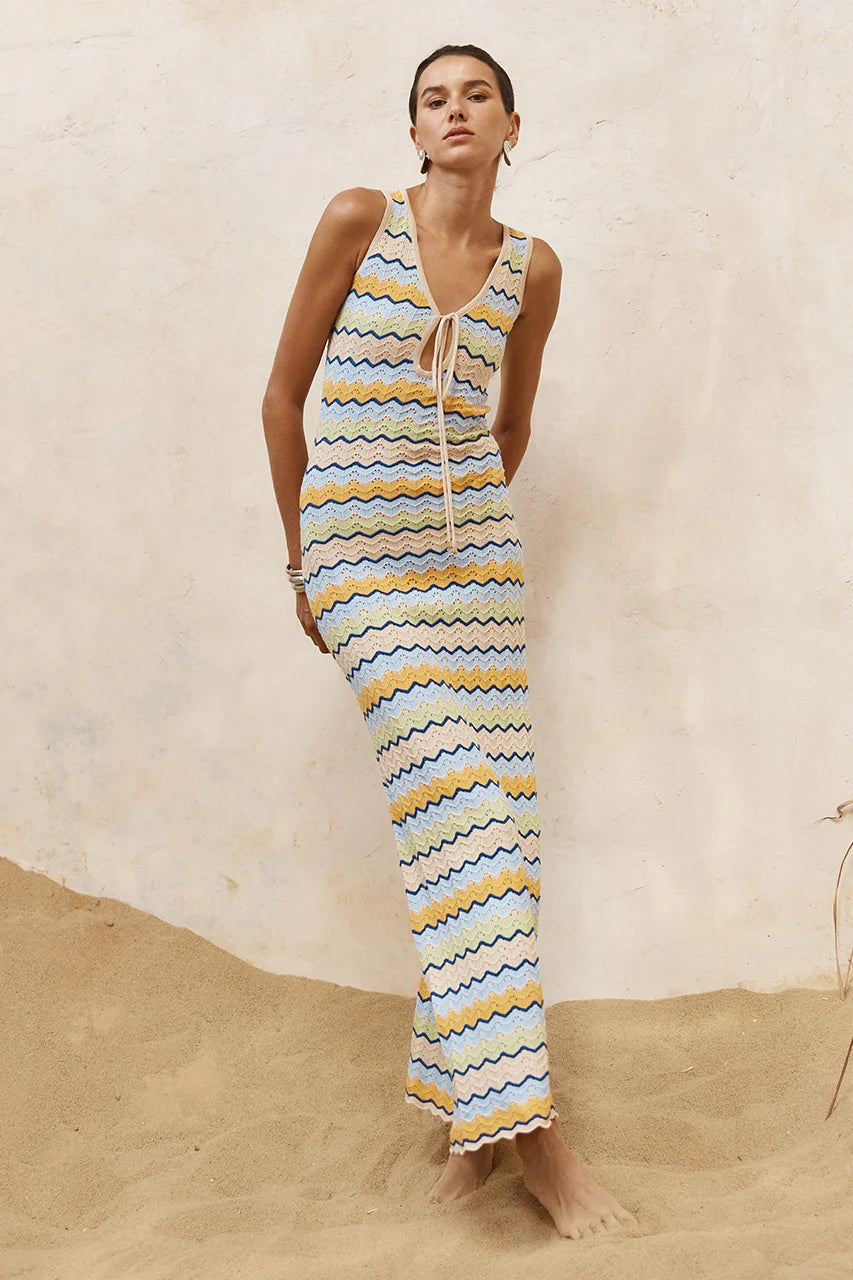 RUNAWAY THE LABEL ISABO MAXI DRESS - BLUE MULTI