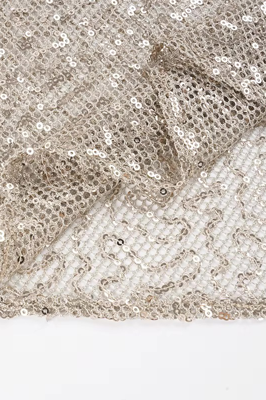 Beige Sequin Knit Poncho Top