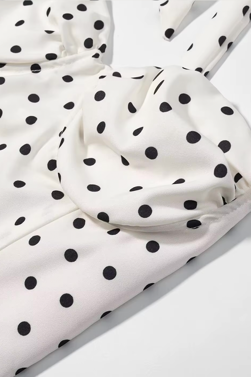White Polka Dot Crop Corset & Maxi Skirt Coord