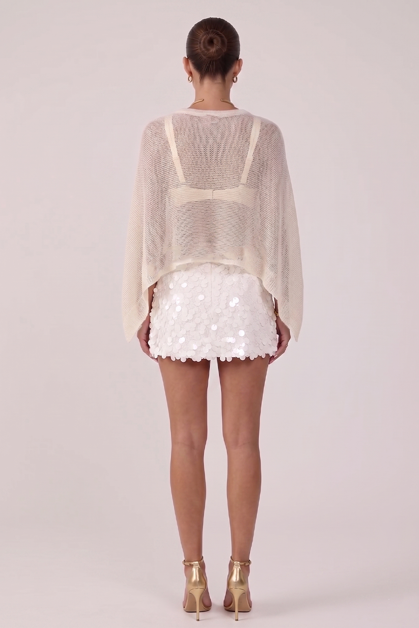 Cream Knit Poncho Top
