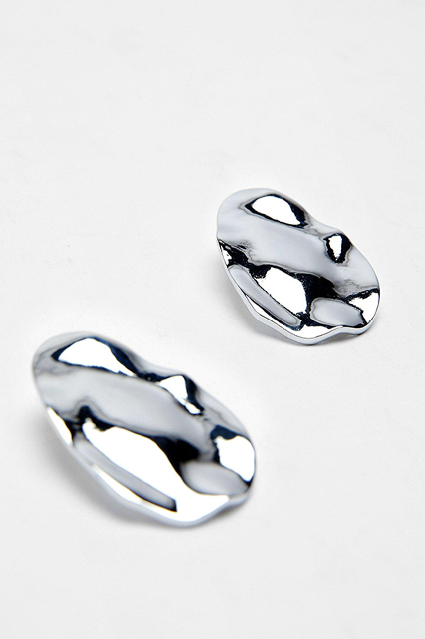 14K Silver Plated Textured Earrings