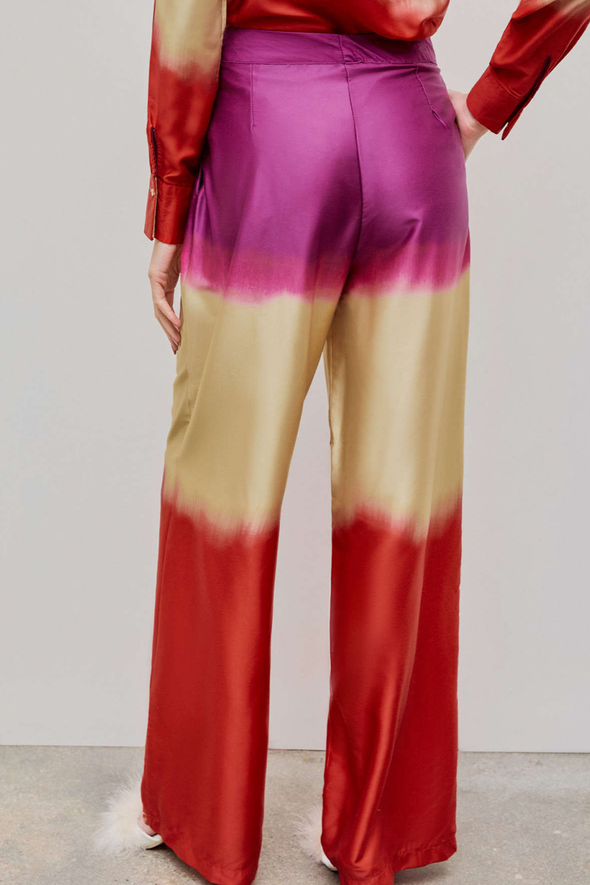 Tie Dye Wide Leg Satin Trousers